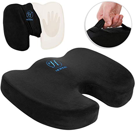 HOKEKI Seat Cushion Memory Foam Coccyx Cushion Designed for Back, Hip, and Tailbone Pain - for Office Chair,Car Seat, Wheelchair