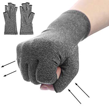Wrightus Arthritis Gloves - Compression Gloves for Rheumatoid & Osteoarthritis - Hand Gloves Provide Arthritic Joint Pain Symptom Relief - Men & Women - Open Finger (L)