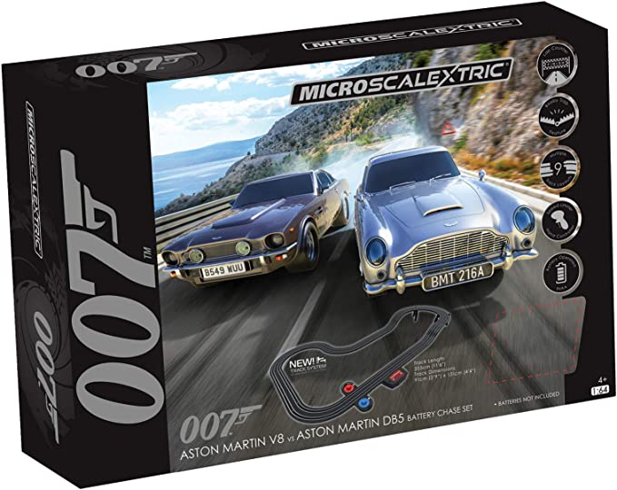 Micro Scalextric James Bond DB5 vs V8 1:64 Battery Powered Slot Car Race Track Set G1171