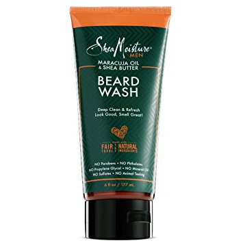 Shea Moisture Mens Beard Wash, Premium All Natural ingredients, Maracuja Oil & Shea Butter Deep Clean & Refresh Cleanser, 6 Ounce