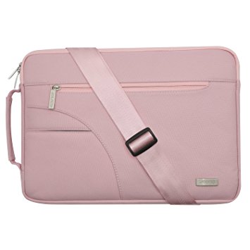 Mosiso Polyester Fabric Sleeve Case Cover Laptop Shoulder Briefcase Bag for 13-13.3 Inch MacBook Pro, MacBook Air, Ultrabook Netbook Tablet, Pink