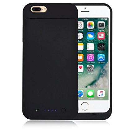 iPhone 7 Plus Battery Case, TQTHL 7000mAh Slim External Rechargeable Protective Portable Charging Case for iPhone 7 (5.5 Inch) Extended Battery Cases Juice Pack Power Bank-Black [12 months warranty]