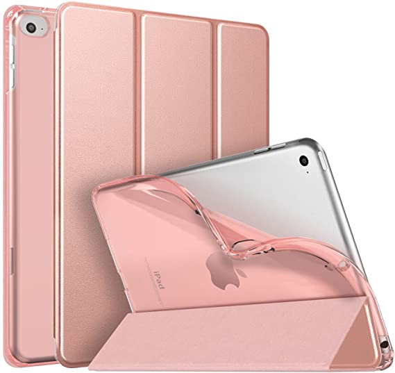 MoKo Case Fit iPad Mini 5 2019 (5th Generation 7.9-inch) iPad Mini 4, Slim Smart Shell Stand Folio Protective Cover with Soft TPU Translucent Frosted Back, Auto Wake/Sleep - Rose Gold