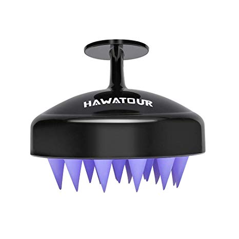 Hair Scalp Massager, Shampoo Brush with Soft Silicon Brush by HAWATOUR - Black