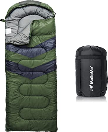 MalloMe Sleeping Bag for Adults Kids Boys & Girls for Winter, Fall & Spring - Single & Double - Waterproof Lightweight & Portable Backpacking Camping & Hiking Outdoor Travel with Compact Bag