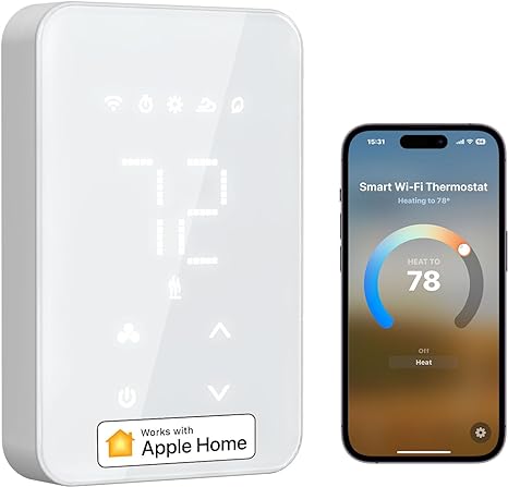 meross Smart Thermostat for Electric Baseboard and in-Wall Heaters Work with Apple Home, Siri, Alexa, Google Home and SmartTings for Underfloor Heating with Voice& Remote Control, Power Monitor