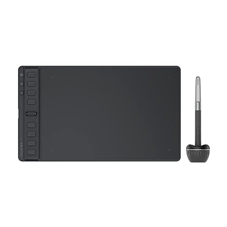 HUION Inspiroy 2 Medium Drawing Tablet with Scroll Wheel 8 Customized Keys Battery-Free Stylus for Digital Art, Design, Sketch, 9x5inch Graphics Tablet Works with Mac, PC & Mobile, 2023 Black