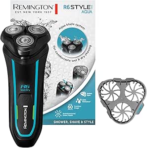 Remington Rasoir Electrique [Performance Précison Comfort] Style Series R6 (Escamotable, Ergonomique, Têtes Multidirectionelles 360°, Etanche, Batterie Lithium 60 min, Charge USB) Tondeuse R6000