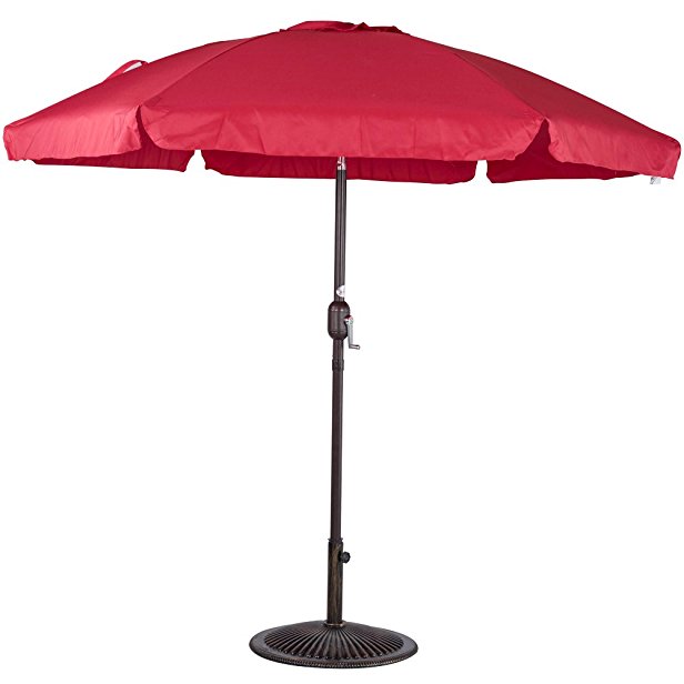 Sundale Outdoor 7.5 Feet Aluminum Beach Drape Umbrella with Crank and Push Button Tilt, 6 Fiberglass Ribs (Red)