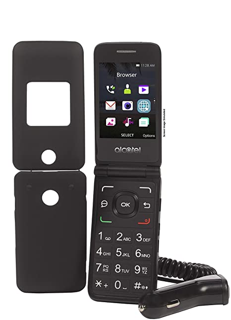 Tracfone Carrier-Locked Alcatel MyFlip 4G Prepaid Flip Phone- Black - 4GB - Free Sim Card, Black Case, Car Charger Included – CDMA (Tax Time Offer)