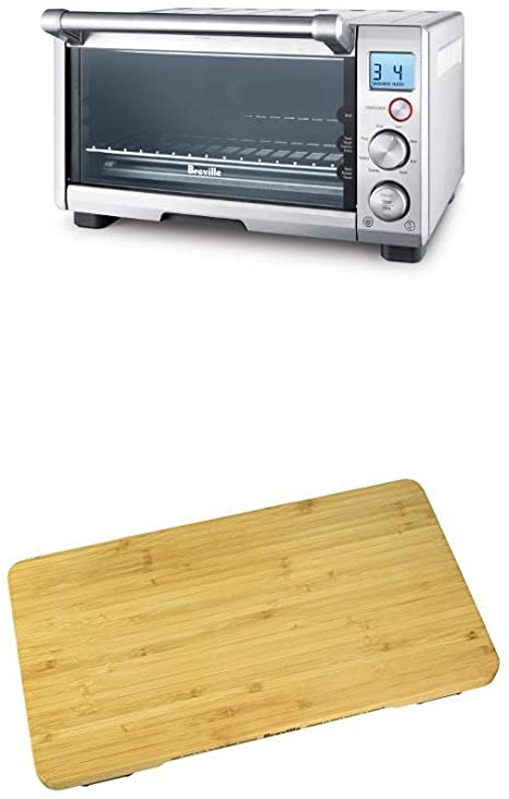 BREVILLE the Compact Smart Oven, Countertop Electric Toaster Oven BOV650XL with Breville BOV650CB Bamboo Cutting Board for use with BOV650XL Compact Smart Oven