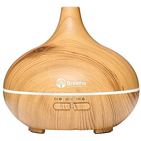 Mini Essential Oil Diffuser: 6 Hour Ultrasonic Aromatherapy for Travel Office Home Bedroom Living Room Study Yoga Spa - Aroma Cool Mist Humidifier - Small 150ml BPA Free, Wood Grain