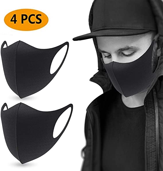 SYC TechBeeYour 4 Pack Unisex Carbon Fiber Face Mask, Outdoor Anti-Haze Face Mask Durable Breathable Lightweight Face Shield Dust Mouth Mask
