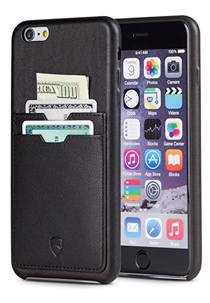 Vaultskin iPhone 6 (S) Plus Bumper Case, Soho Leather Wallet Case - Premium Italian Leather, Ultra Slim Design (Black - 2 Pockets)
