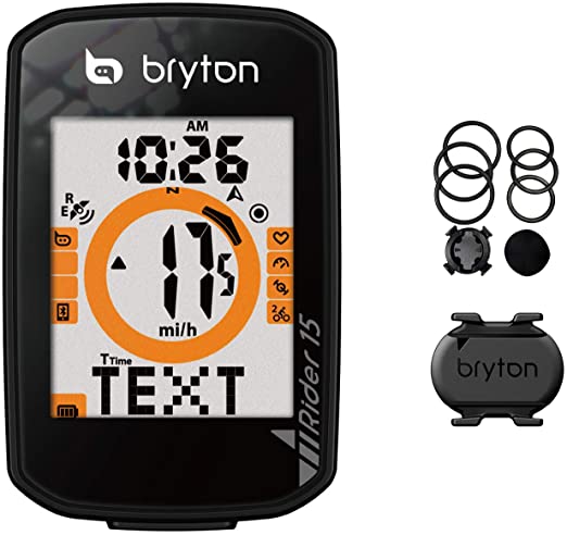 Bryton Rider 15 GPS Cycle Computer. Your First GPS Bike Computer, Ease of use, no Complicated Setup. Compatible to BLE sensors, 30 Features Supported.