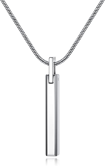 COAI Men's Tungsten Steel Stick Bar Pendant Necklace