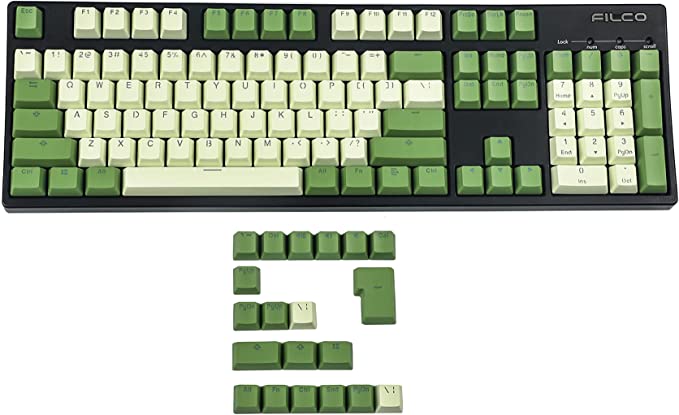 YMDK Shine Through Keycaps Matcha Double Shot 124 PBT OEM Profile Green Keycap Set for MX Switches Mechanical Keyboard 104 87 61 68 84