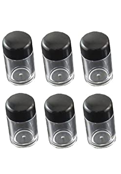 6 Pcs Plastic Loose Powder Jar 10g Clear Refillable Face Powder Case Cosmetic Sample Pots Bottles Eyeshow Powder Box Concealer Powder Sifter Container with 12 Holes (black lid)