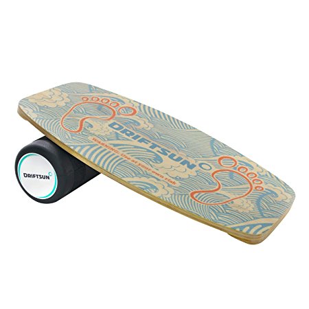 Driftsun Wooden Balance Board - Premium Balance Trainer with Roller for Surf, SUP, Wakesurf, Wakeskate, Ski, Snowboard and Skateboarding.