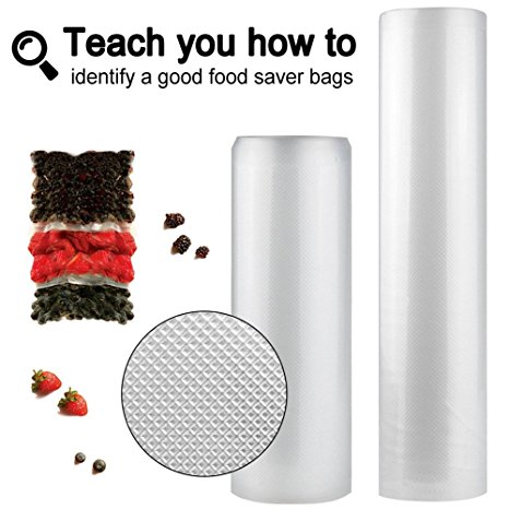 ASTER Food Sealer Bags - 2 PACK- BPA Free Vacuum Sealer Bags Roll 11-Inch and 8-Inch Food Saver Bags for Sous Vide and Fresh Protector
