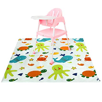 Zicac Baby HighChair Floor Mat Protector Cover Washable Splat Mats (Underwater World)