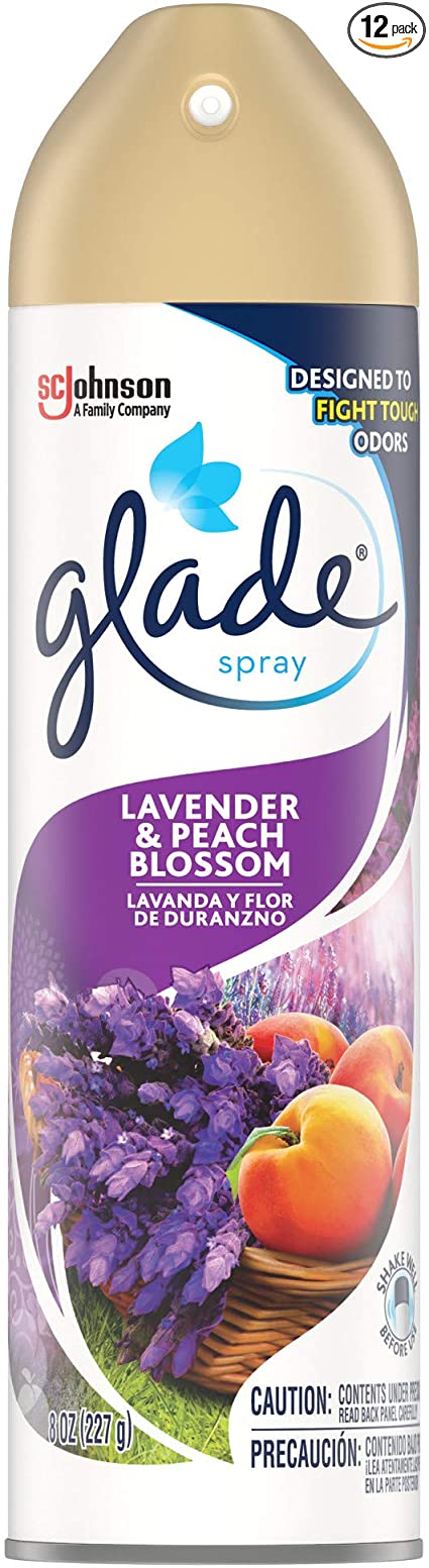 Glade Air Freshener, Room Spray, Lavender & Peach Blossom, 8 Oz, Pack of 12