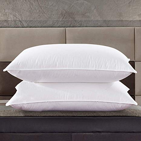 Zingsleep Goose Down Pillow,1200TC Egyptian Cotton Cover,Three Chambers Design (2 Pack，Queen Soft),Bed Pillows for Sleep,Hypoallergenci,White. (Set of 2)