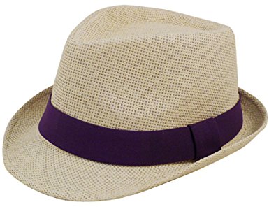 Eqoba Men & Women's Summer Short Brim Natural Straw Fedora Hat