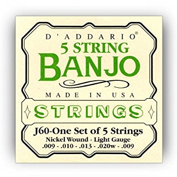 D'Addario J60 5-String Banjo Strings, Nickel, Light, 9-20