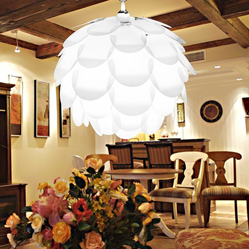 Excelvan L001 Ceiling Pendant DIY Artichoke Pinecone Shape Puzzle IQ PP Lampshade For Christmas Living Room, Bedroom, Study, Dining room (White)