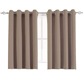 Blackout Curtain Panels for French Door - Aquazolax Essential Thermal Insulated Solid Grommet Top Blackout Draperies/ Drapes, 1 Pair, 54 x 54 Inch, Taupe/Khaki
