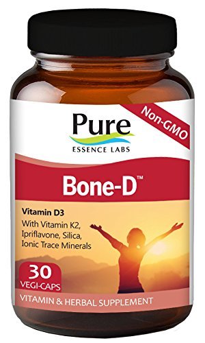 Pure Essence Labs Bone D - Vitamin D3 With Vitamin K2 - Ipriflavone - Silica - Ionic Trace Minerals - 30 Vegetarian Capsules