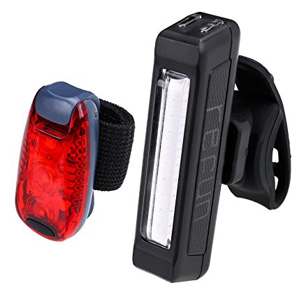 Bike Taillight Set, Refun Super Bright USB Rechargeable Bicycle LED Rear Tail Light, High Intensity Waterproof Back Safety Light for Road, Racing & Cycling, Fits on Any Bicycles, Helmets or Backpacks