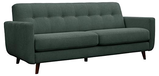 Rivet Sloane Mid-Century Modern Sofa with Tufted Back, 79.9"W, Emerald Green