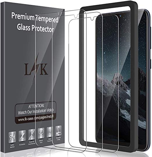 LK [3 Pack] Screen Protector for Samsung Galaxy A10e Tempered Glass (New Verison) Easy Frame Installation Case Friendly with Lifetime Replacement Warranty