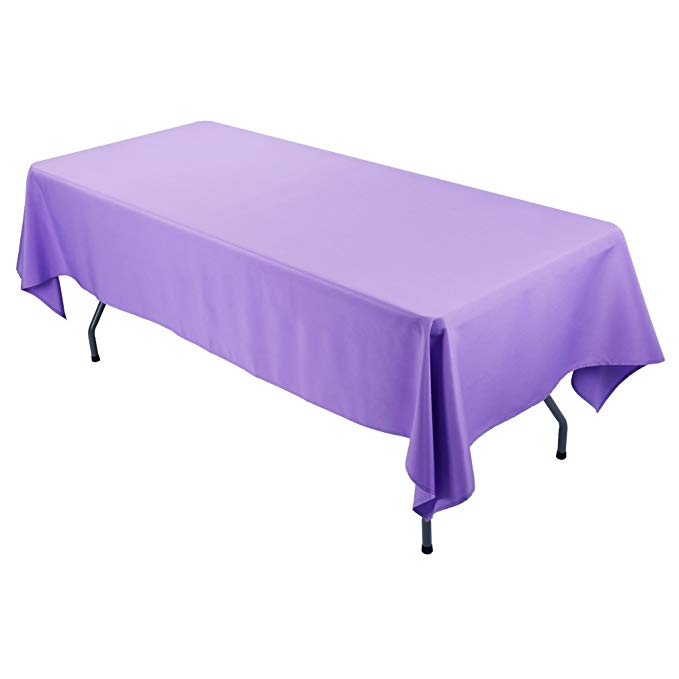E-TEX Rectangle Tablecloth - 60 x 102 Inch - Lavender Rectangular Table Cloth for 6 Foot Table in Washable Polyester