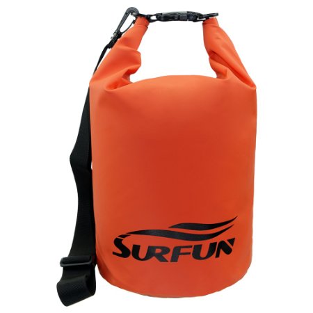 Surfun® Top 1 Heavy duty Premium Durable Waterproof Dry Bag Dry Sack with Shoulder Strap for Camping Kayaking Hiking Boating Rafting Swimming Fishing Snowboarding Backpacking and Floating, Roll Top Closure System,Available in 5L 10L 20L 30L 40L 55L,Color: Black,Yellow,Blue,Orange,Green in stock