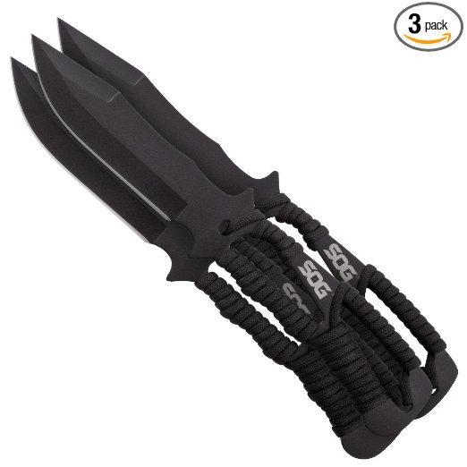 SOG Specialty Knives & Tools F041TN-CP Throwing Knives, 420 Steel Hardcased Black, 3-Pack