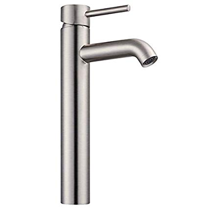 12" Single Handle Modern Tall Bathroom Vessel Brush Nickel Faucet