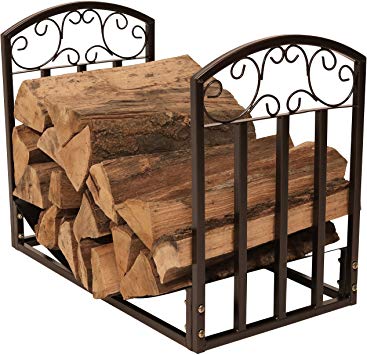 Sunnydaze 2-Foot Firewood Log Rack, Indoor or Outdoor Wood Storage, Decorative Design, Bronze