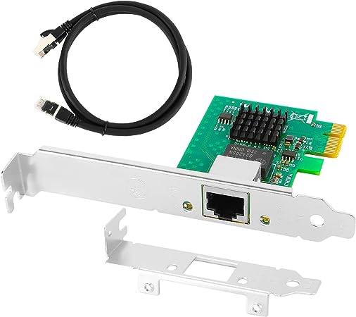 2.5GBase-T PCIe 3.1 Gigabit Network Card  3ft Cat8 Ethernet Cable for Gaming, Streaming, PC, 2.5G/1G/100Mbps RJ45 LAN Controller, Intel I225-V B3 Chipset, Support Windows 10/11 Linux