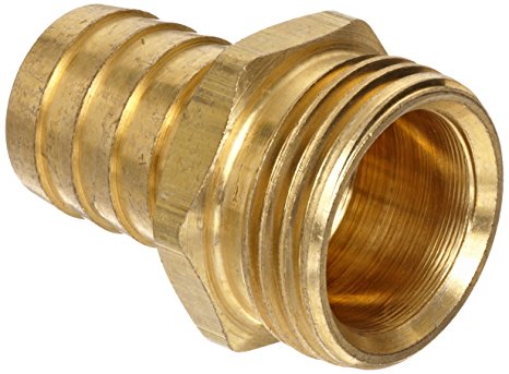 Anderson Metals Brass Garden Hose Fitting, Connector, 5/8" Barb x 3/4" Male Hose