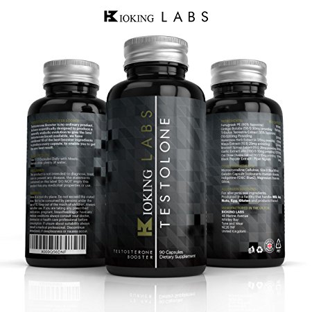 Testosterone Booster Formular TESTOLONE - #1 Natural Test Boosting Supplement By Bioking Labs | Super Strength Testosterone Supplement, Lab Tested To Help Increase Test Levels, Boost Stamina & Redcude Fatigue | Contains Tribulus, Maca, Feenagreek & Ginkgo Boloba, Helping To Supports A Healthy Libido | 9 Powerful Active Ingredients For a 2-3 Months Supply.