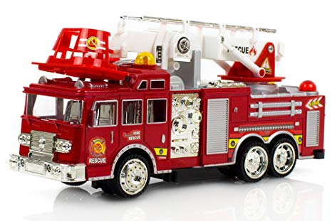 Fire Engine Truck Kids Toyl Kids Toy with Extending Ladder & Lights & Siren Sounds Vocal Phrases Bump & Go Action