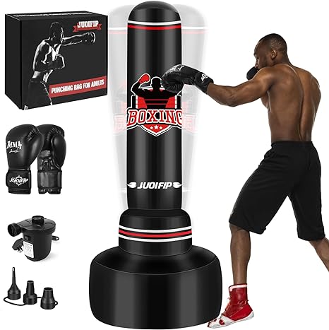NZQXJXZ Punching Bag with Stand Adult 70”- Free Standing Boxing Bag with Boxing Gloves and Electric Air Pump, Women Men Stand Kickboxing Bags for Training MMA Muay Thai Fitness Beginners