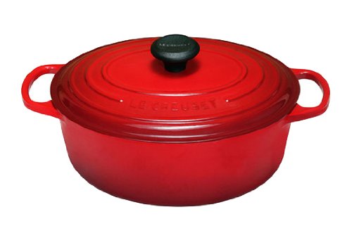 Le Creuset Signature Enameled Cast-Iron 5-Quart Oval French (Dutch) Oven, Cerise (Cherry Red)