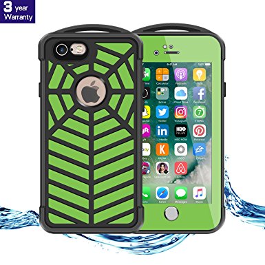 Waterproof Case for iphone 6 6s Plus (5.5"), Spidercase Shockproof Scratch Resistant Arc-Shaped Protective Cellphone Cover, Smartphone Skin Green (Green)