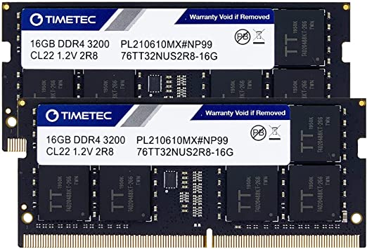 Timetec 32GB KIT(2x16GB) DDR4 3200MHz PC4-25600 Non-ECC Unbuffered 1.2V CL22 2Rx8 Dual Rank 260 Pin SODIMM Compatible with AMD and Intel Gaming Laptop Notebook PC Computer Memory RAM Module Upgrade