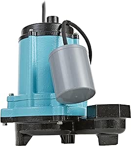 Little Giant 12E-CIA-RF 115 Volt, 1/2 HP, 3000 GPH, Automatic High Head Flow Effluent Pump For Septic Wastewater Removal with Piggy-back Tethered Float Switch, 20-Ft. Cord, Blue, 512002