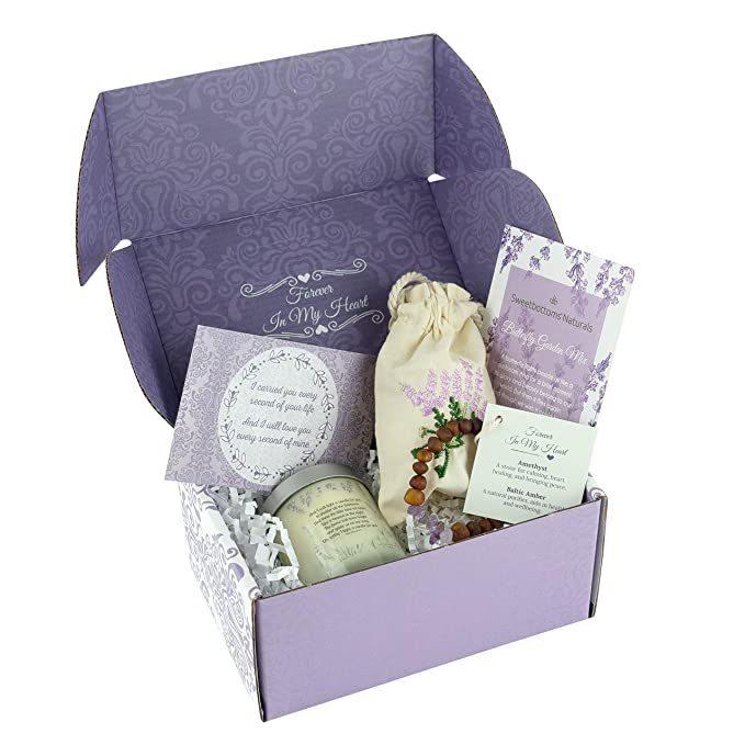 Unique Remembrance Gift for Loss of a Baby - Express Your Sympathy 4-Piece Gift Set with Mini Candle, Memorial Jewelry, Flower Seeds, Card & Gift Box - Uplifting Loss of a Child Memorial Gift
